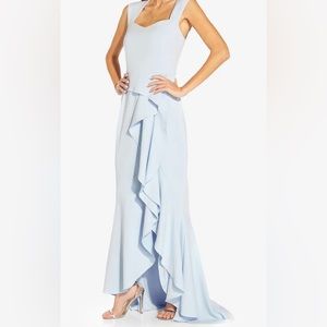 COPY - Adrianna Papell Crepe Cascade Long Gown in Opal.